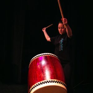 Marden Keleka on of the fabulous coaches of the fantastic Vibration Drummers of MSD on one of the taiko drums